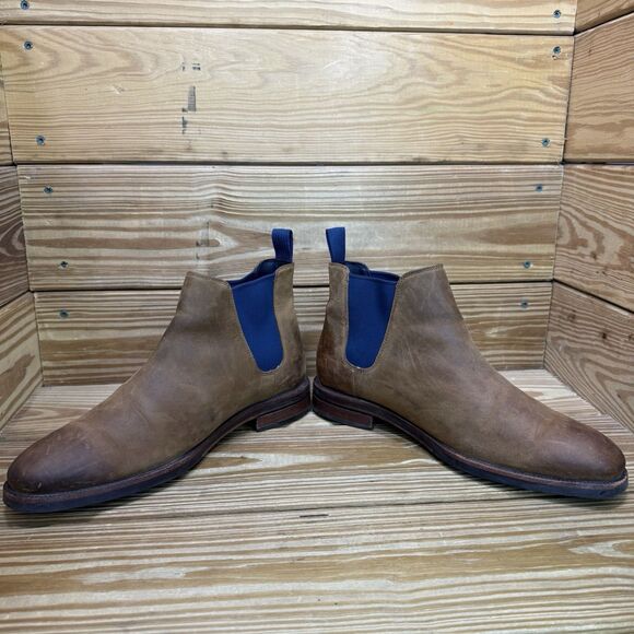Cole Haan Man 9 Boots Wakefield Grand Dogwood Peacoat Ankle Boots Brown Leather - Picture 3 of 8